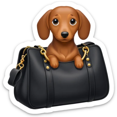a black bag in the shape of a dachshund sticker