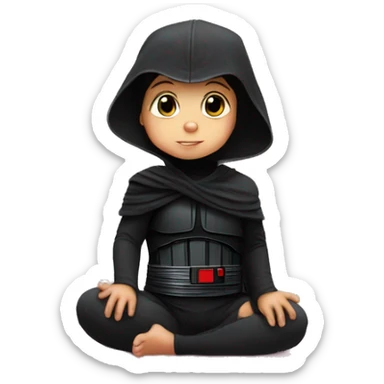 Baby yoga wearing a kylo ren mask sticker