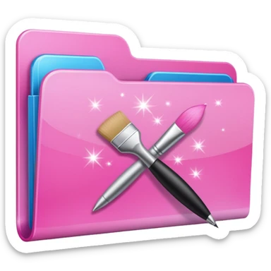 windows 10 folder light sparkles pink plain with brush logo sticker