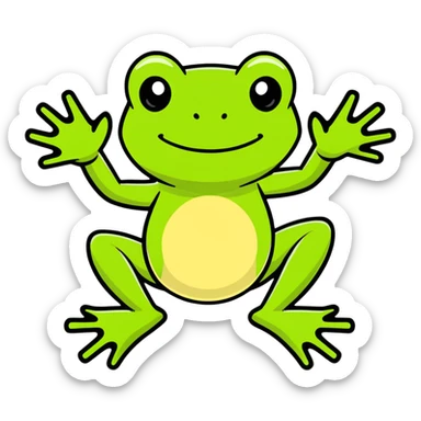 toxic laboratory frog with mechanical limbs sticker