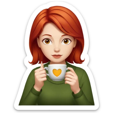 woman red hair sipping tea sticker