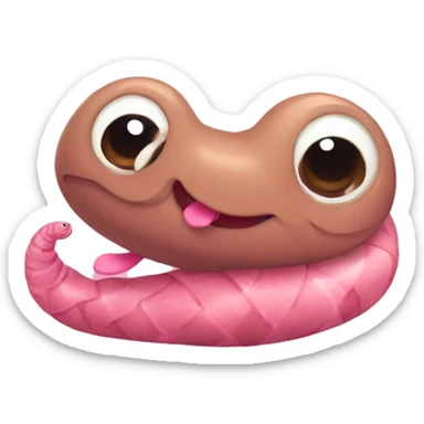 A cute earthworm with a little pink bow sticker
