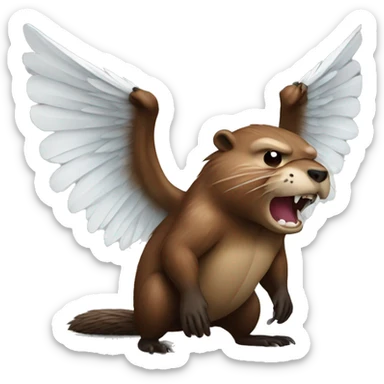Angry winged beaver looking left sticker