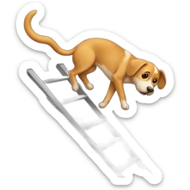 dog falling down from ladder sticker