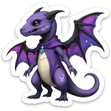 Nebulae Gothic Spooky Salandit-Cubone-Duskull-Noibat-Fakémon-hybrid-creature (full body)  sticker