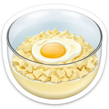 a bowl of egg salad, minimal, no egg yolks, only egg whites, simple, clear sticker