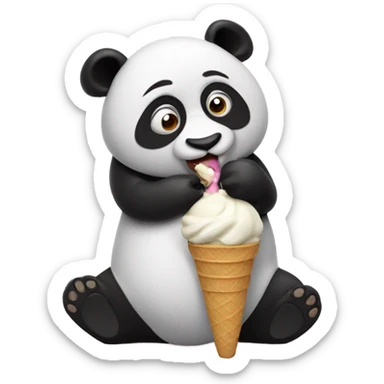 Panda eating ice cream sticker
