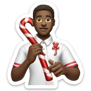 kappa alpha psi member holding candy cane sticker