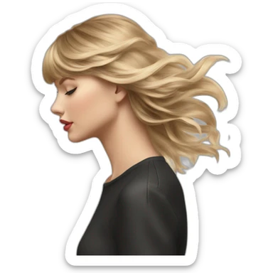 taylor swift side profile longer hair flying as she whips her head to the side eyes closed sticker