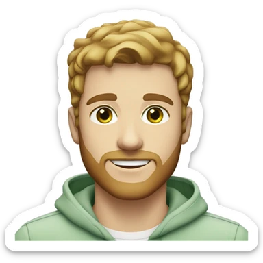White male, age 25, light brown hair, short beard, green/blue eyes  sticker