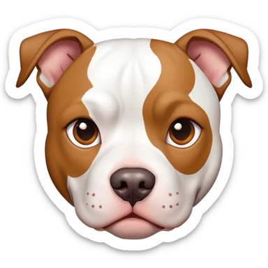 White pit bull with brown patches on her face sticker