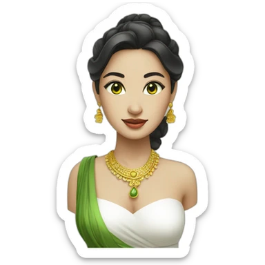 balinese woman in traditional white dress but white skin and green eyes sticker