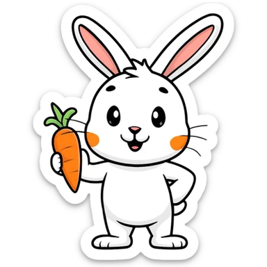bugs bunny cartoon rabbit with carrot sticker