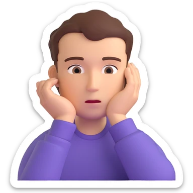 thinking face, hand on chin sticker