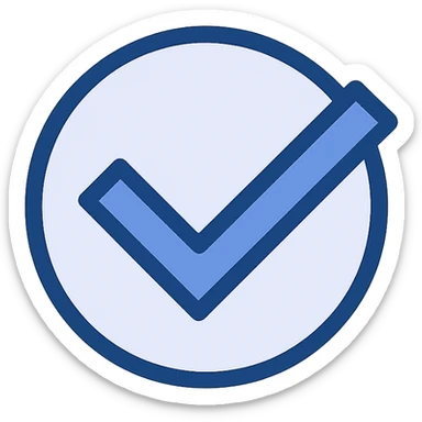 blue tick icon, modern, minimal, flat style sticker