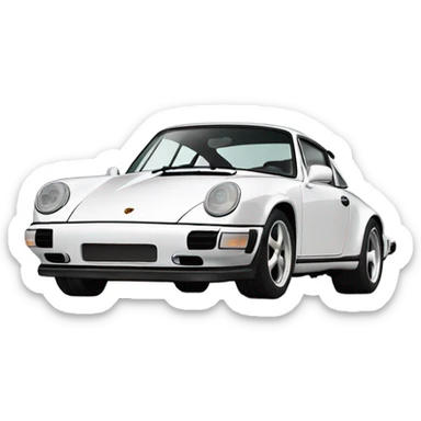 white new Porsche 911, view from the side  sticker
