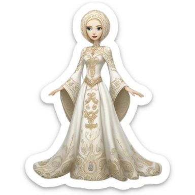 a white alien woman full body in Romanov dress sticker