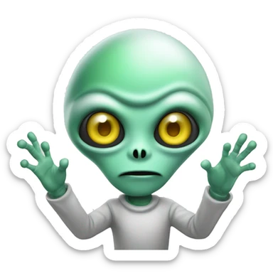 cartoon alien with handful of powder sticker