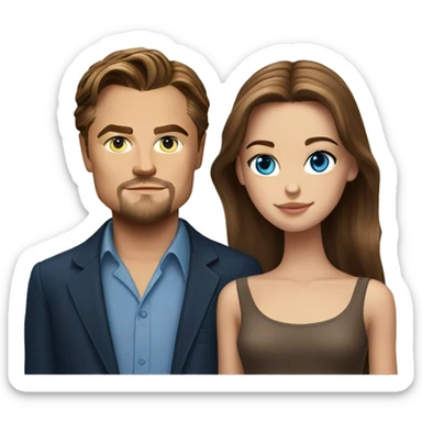 Leonardo DiCaprio with Young model with brown hair and blue eyes  sticker