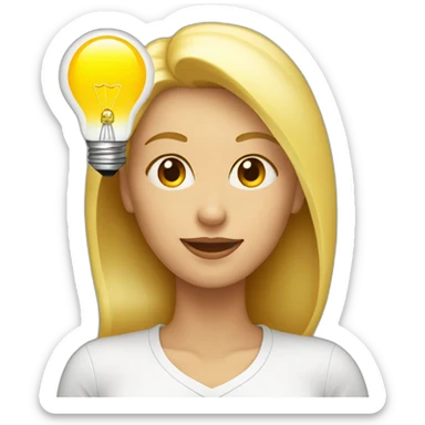 blonde woman with a lightbulb above her head sticker