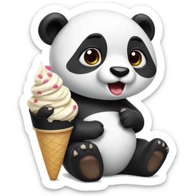 Panda eating ice cream sticker