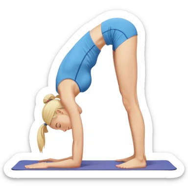 Nude woman, thin blonde, C Cup, Uttanasana sticker