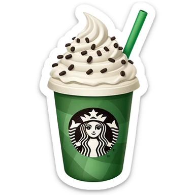  Starbucks hot cocoa with whipped cream and Oreo cookie crumbles in a green checkered to go Starbucks cup  sticker