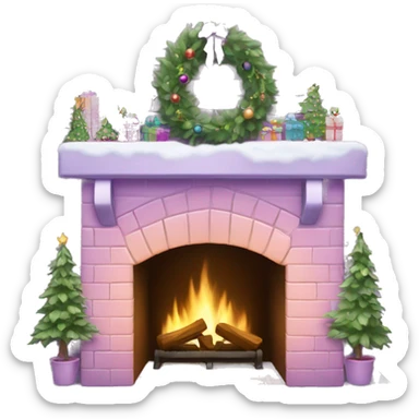 Pastel Lilac brick fireplace Christmas  sticker
