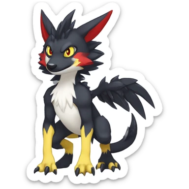 Anthro Cute cool black red white yellow nargacuga sergal animal hybrid Fakemon full body sticker