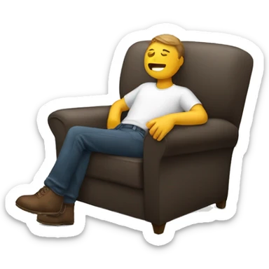 Someone siting in a chair passed out sticker