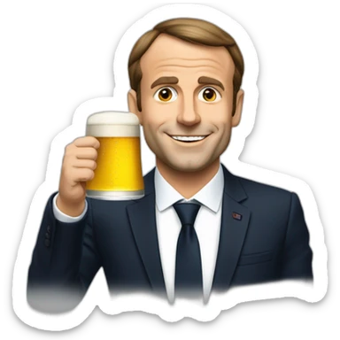 Macron qui boit une bière sticker