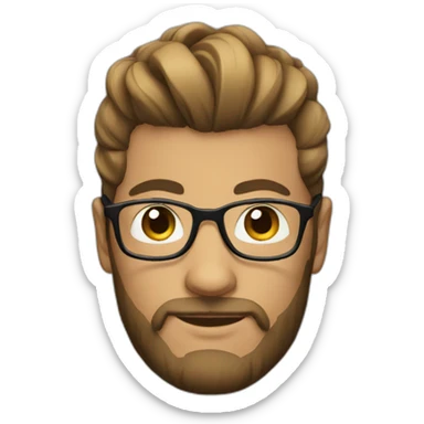 a person with man bun, short beard and glasses sticker