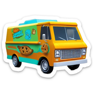 Papercraft Scooby Doo mystery machine food truck chevy van sticker