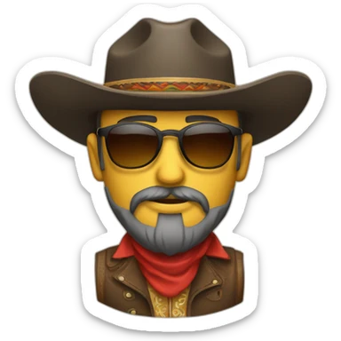 Cantautor con sombrero vaquero  barba gafas y guitarras sticker