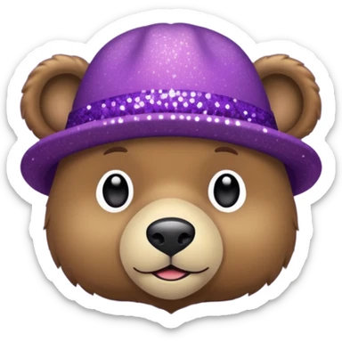 Urso adulto com boné roxo com glitter sticker