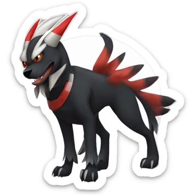 Black Cool Edgy Nargacuga-Houndoom-Fakémon  with White and Red Edgy markings sticker