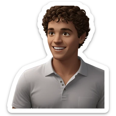 smiling boy in white shirt sticker