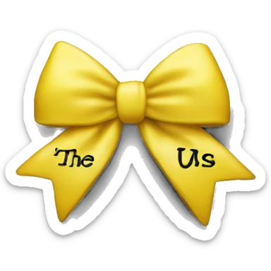 yellow bow with the words the secret of us engraved on it in black sticker