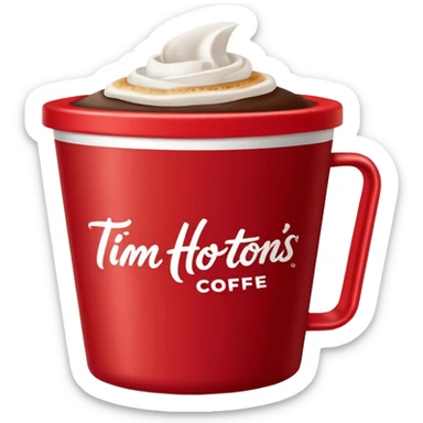 Tim Hortons coffee, it should be red cup with white write writing " Tim Hortons" and a White lid sticker
