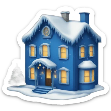 New Year's house decorated blue sticker