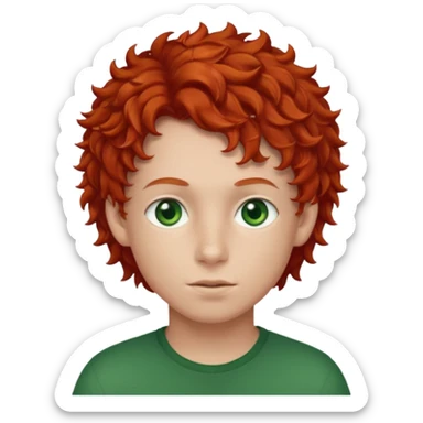 chico de pelo rojo rizado con ojos verdes sticker