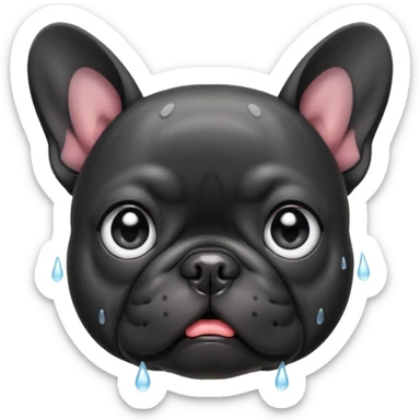 crying teary eyes black French bulldog sticker
