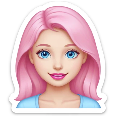 portrait of smiling girl with blue eyes and pink lipstick  sticker