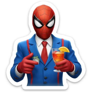 Spider-Man drinking an old fashion sticker
