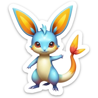 Colorful Shiny Exotic Victini-Salandit-Minccino-Emolga-Fakémon-hybrid-creature (full body)  sticker