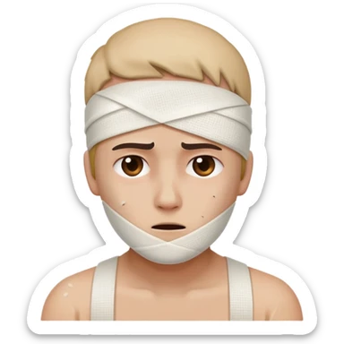 person with bandage and injury looking hurt sticker