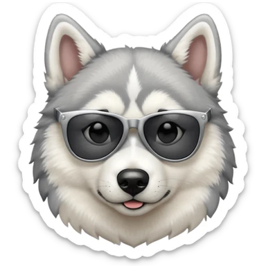 white/grey husky dog with black dark sunglasses sticker
