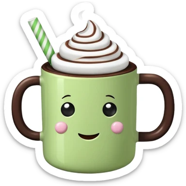 light green black mug of hot chocolate with marshmallows pop sketcha sticker