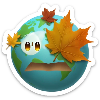 Autumn leafs with seasons and the world showing sadness for loosing someone. sticker