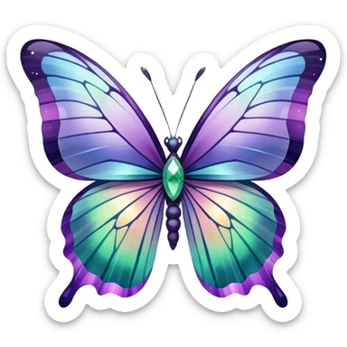 Iridescent Fluorite crystal gemstone butterfly  sticker